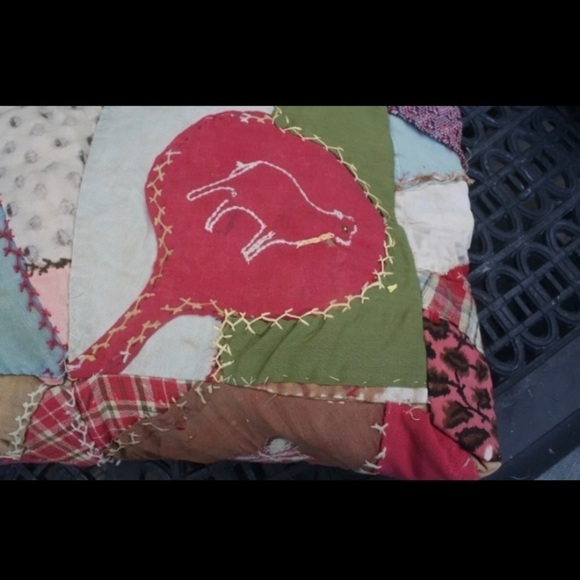 Antique Crazy Quilt Pillow Rustic Boho Folk Art
